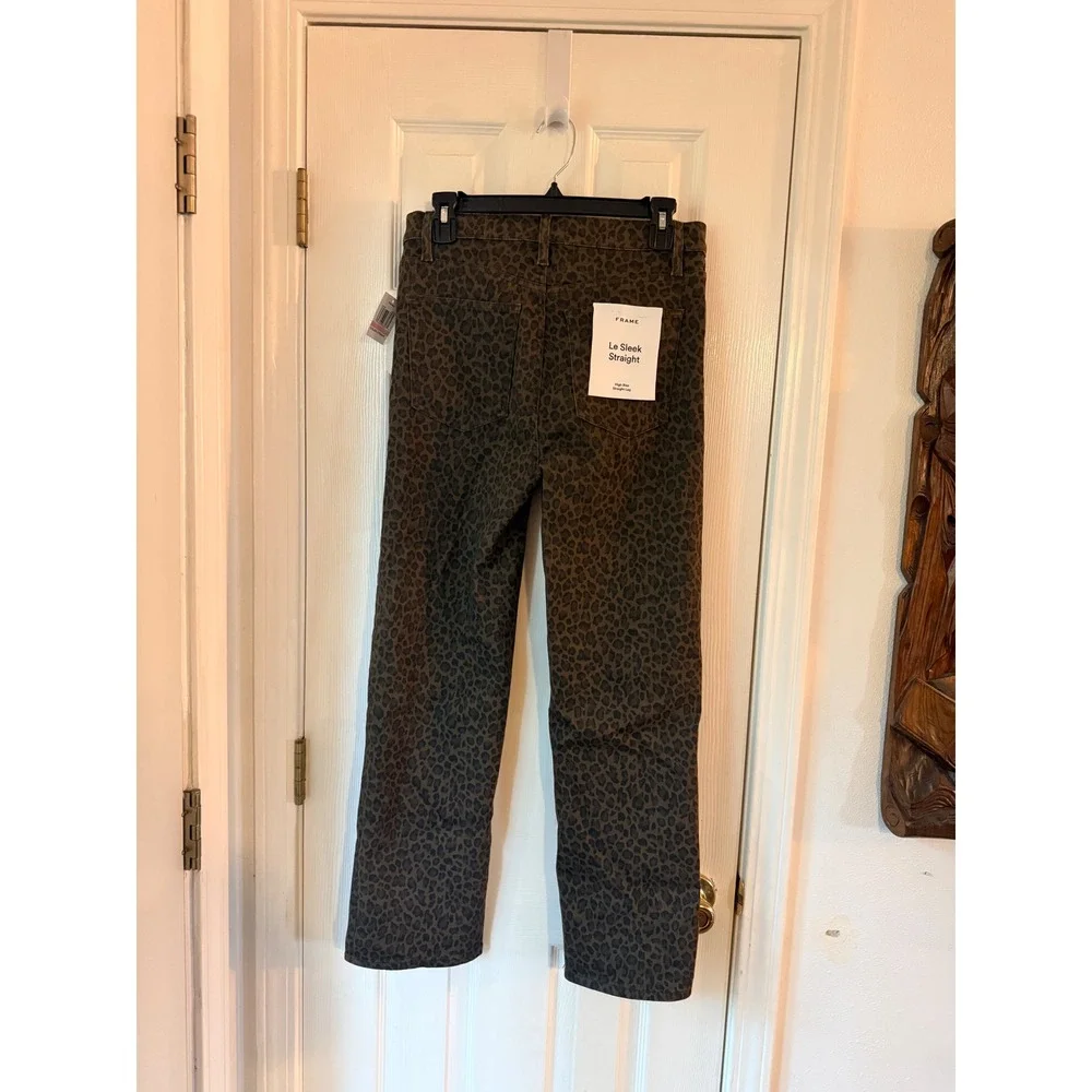 FRAME Le Sleek Straight High Rise Jeans‎ Leopard Animal Print LSLS238P Size 28
